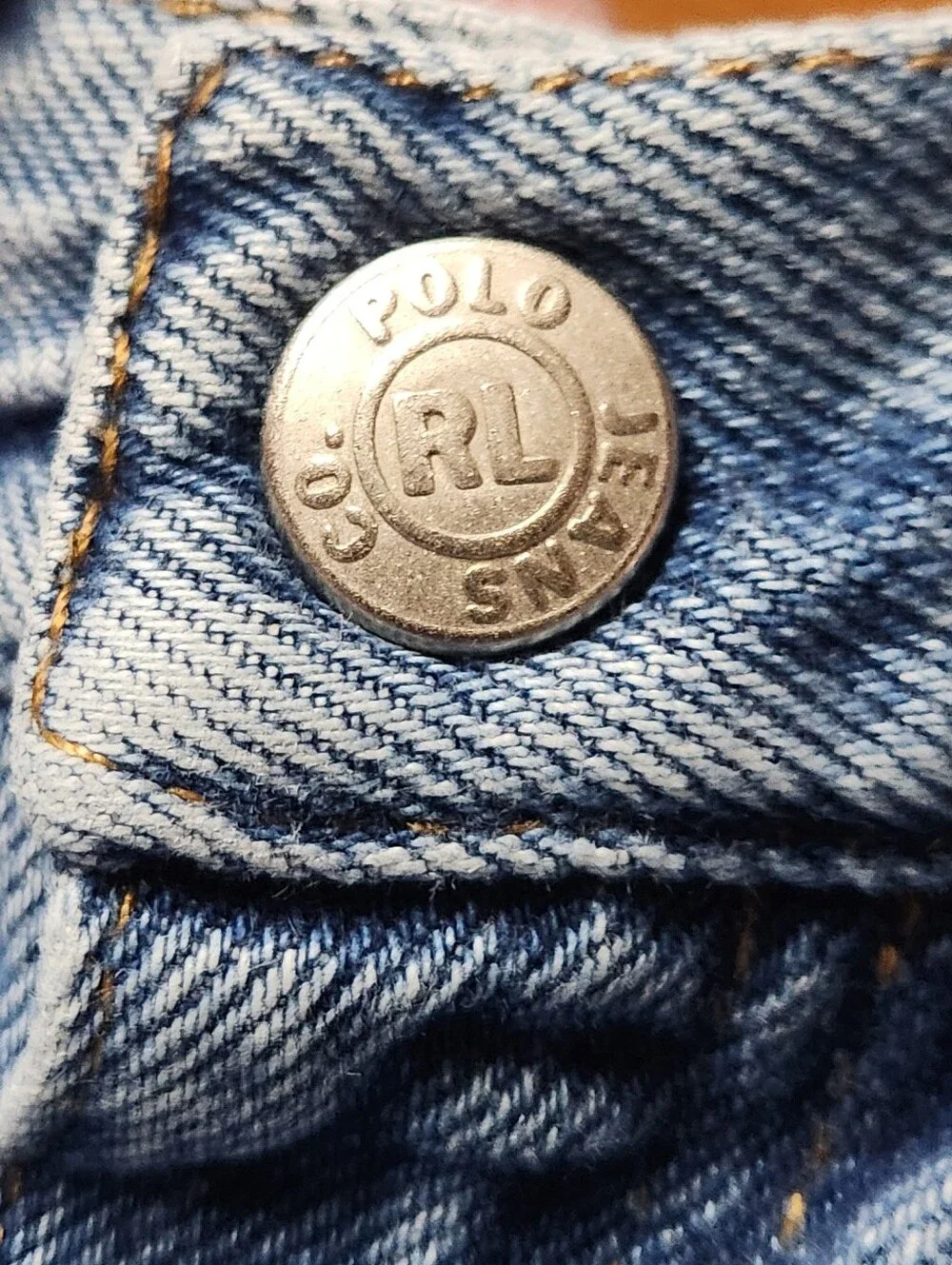 VTG 90s Polo Jeans Co Ralph Lauren Baby Jeans 6-12M Flag Patch Snap Inseam